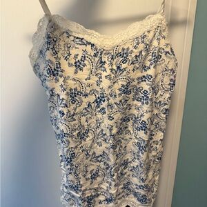 OG VINTAGE Aeropostale  Lace-Trim Blue Floral Cami Top
